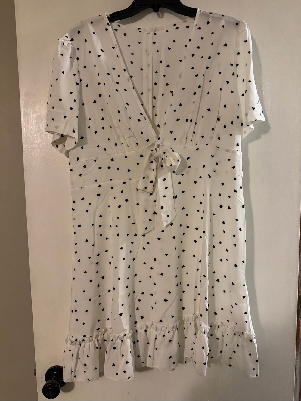 SHEIN Curve Women’s White Heart-Print Tie-Waist Dress